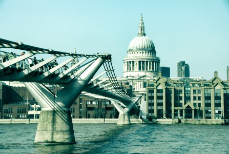 St pauls cathedral, Millenium bridge, London photo