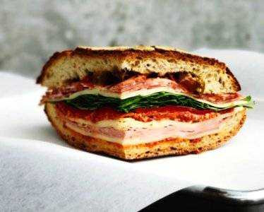 ham sandwich on white surface photo