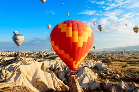 assorted-color hot air balloons floating photo