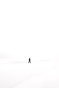 person walking on snowfield photo