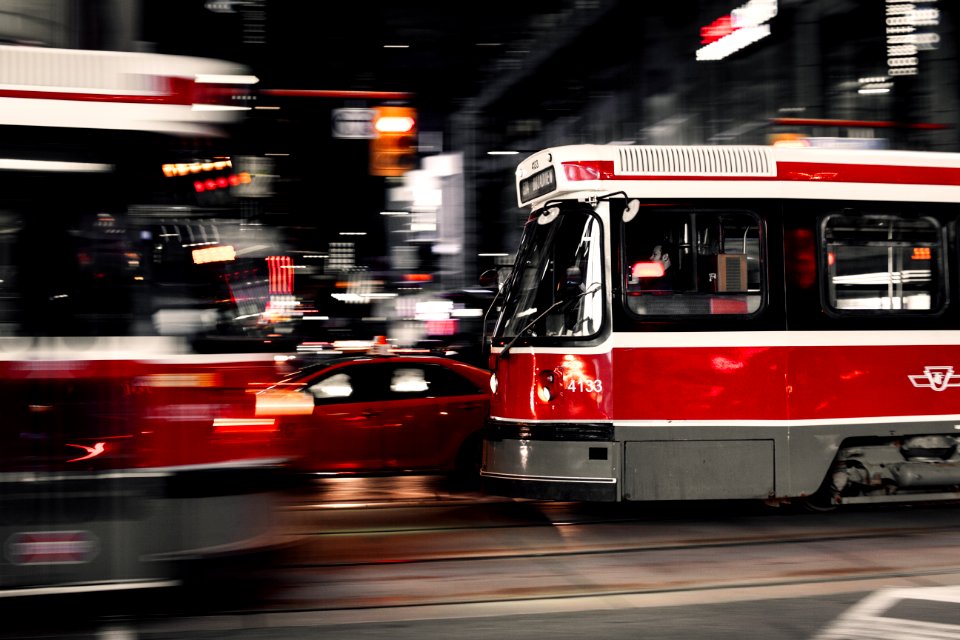 motion photography of trains