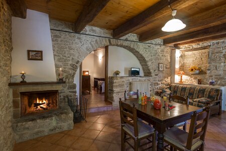 Acute mountain living room fireplace