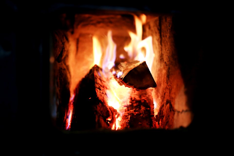 macro photography of wood burning