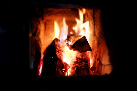 macro photography of wood burning photo