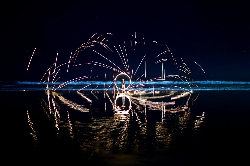 fire dancer digital wallpaper
