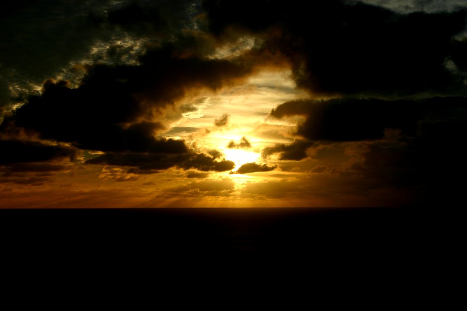 Sunset, Ocean, Clouds