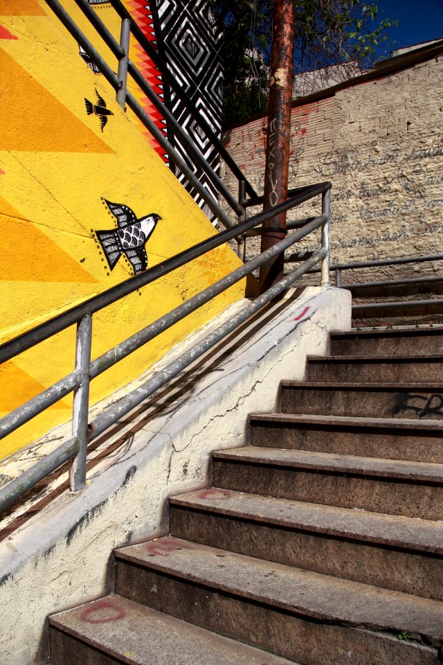 Stairs, Yellow, Grafitti