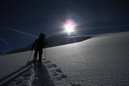 Touring skis deep snow wintry photo