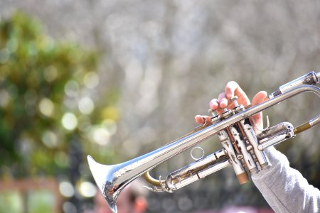 person playing trumpet outdoor