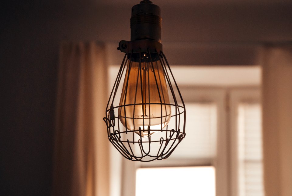black pendant lamp in shallow focus