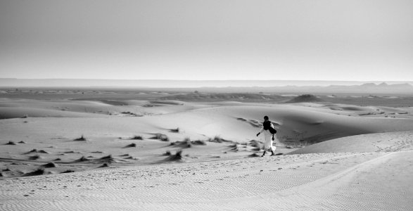 Merzouga, Morocco, Walking man