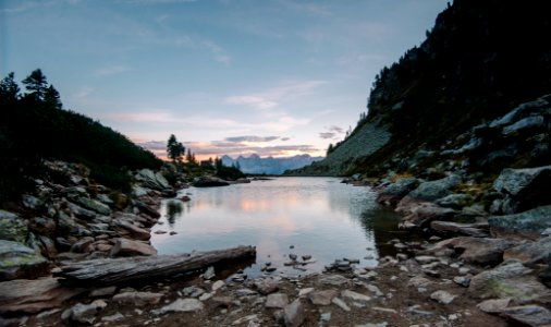 Sunset, Lake, Stones