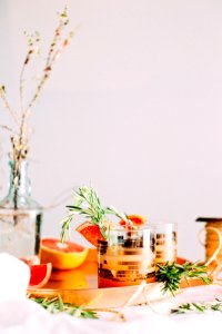 sliced citrus fruit on glass photo