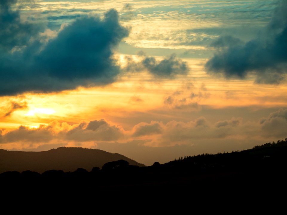 Orange, Silhouette, Clouds