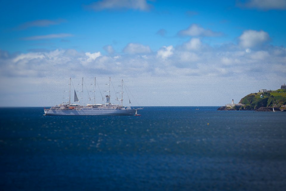 Lighthouse, Ship, Seaside