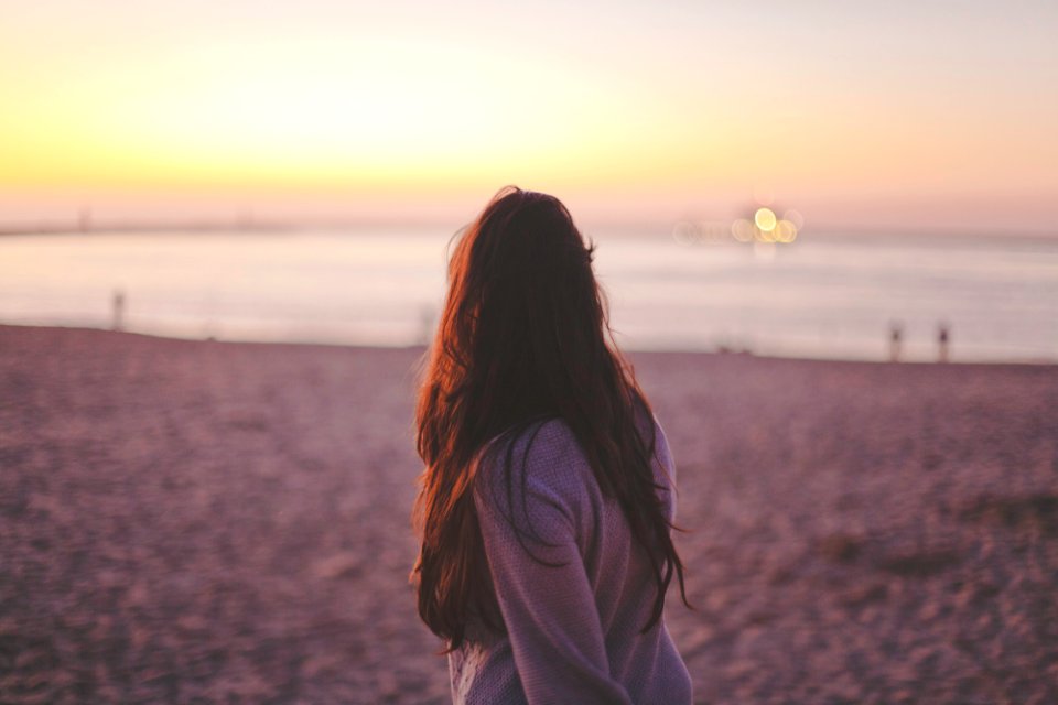 woman wearing sweater on shore