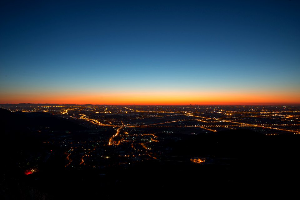 aerial view of city during night time