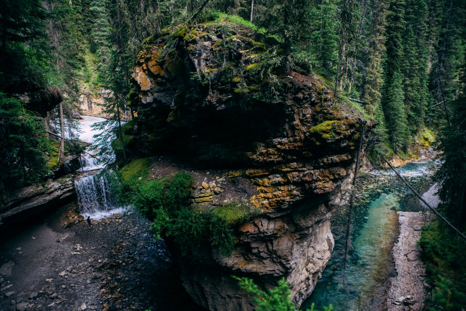 Trees, Cliff, Waterfall