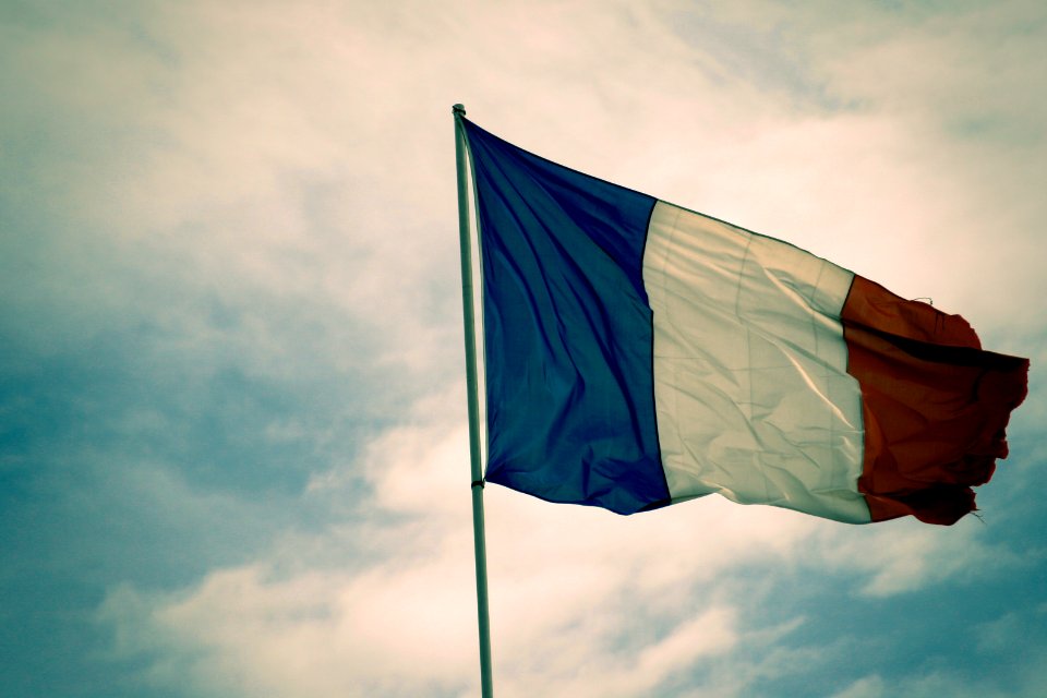 France, Flag, Clouds
