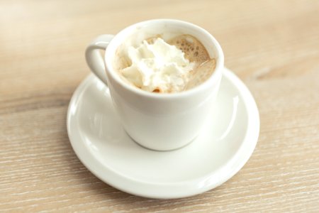 espresso con panna in white cup photo