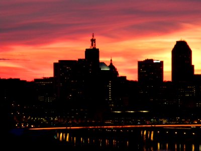 Skyline, Sunset, River