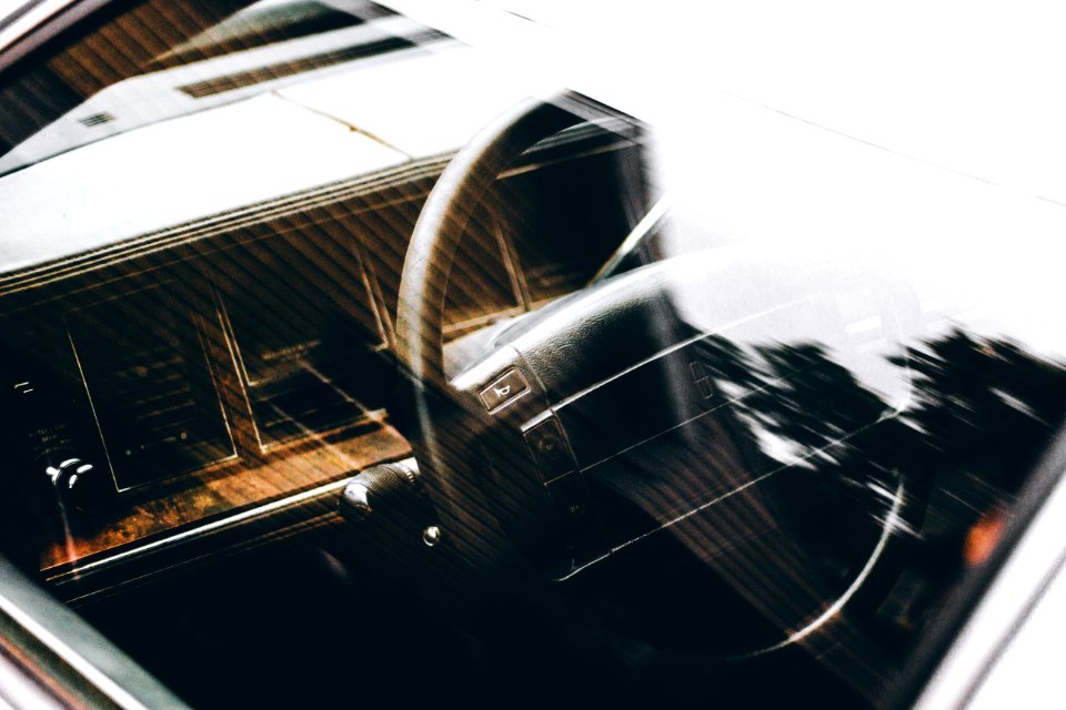 black car steering wheel