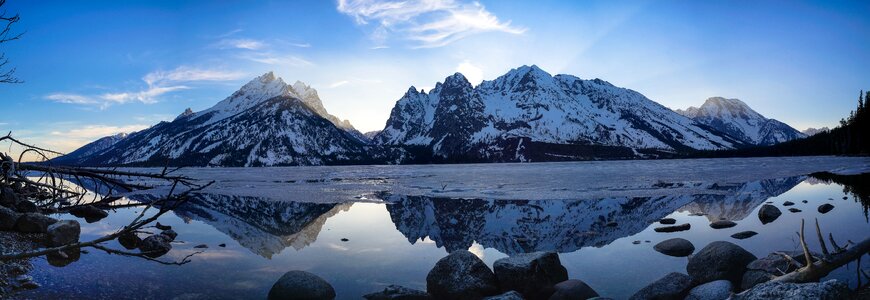Stone blue sky reflection