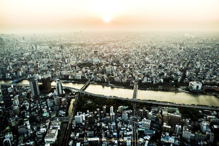 Cityscape river sky