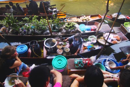 flat lay photography of floating market photo