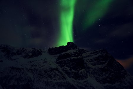 green aurora behind mountain photo
