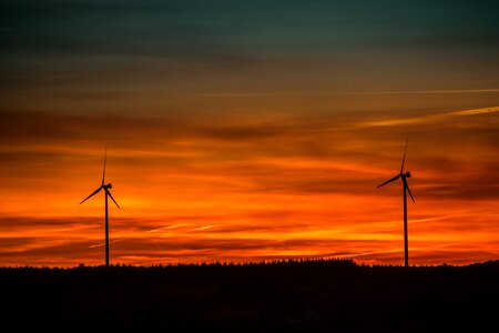 Wind power wind power plants setting sun photo
