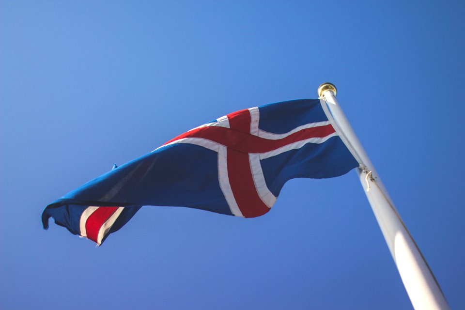 waving blue and red country flag