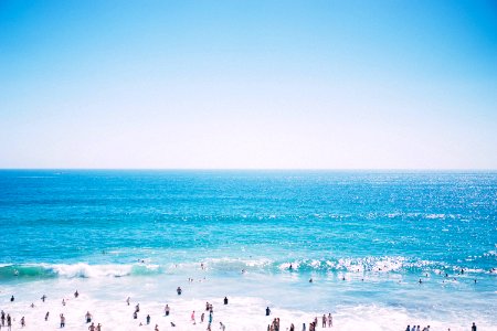 bird's eye view of people on sea