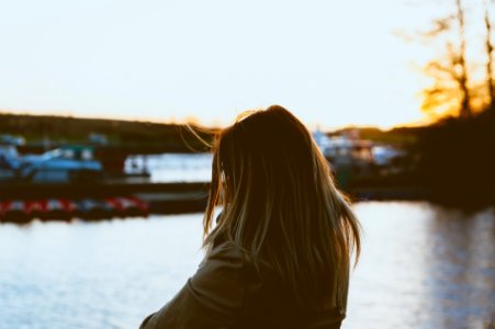 Blonde hair, Boats, Skies