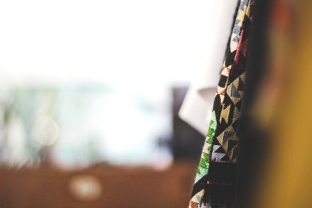 Geometric fabric hanging in a clothing shop