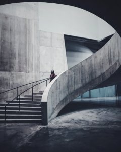 woman walking on stairs photo