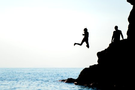 Jumping, Silhouette, Waterjump