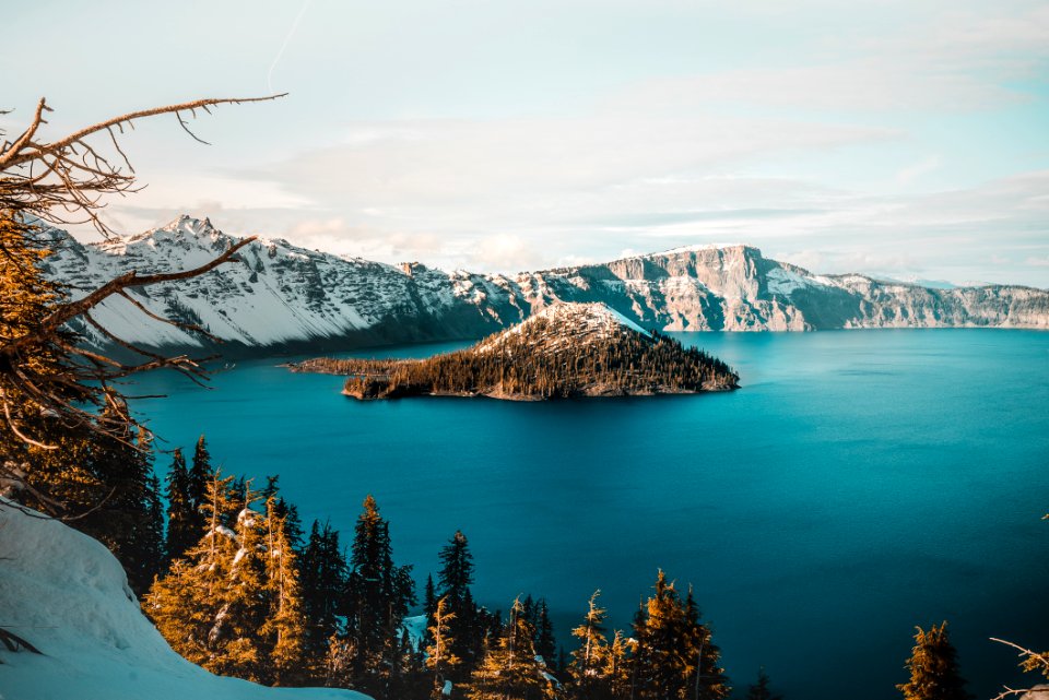 landscape photography of island in lake