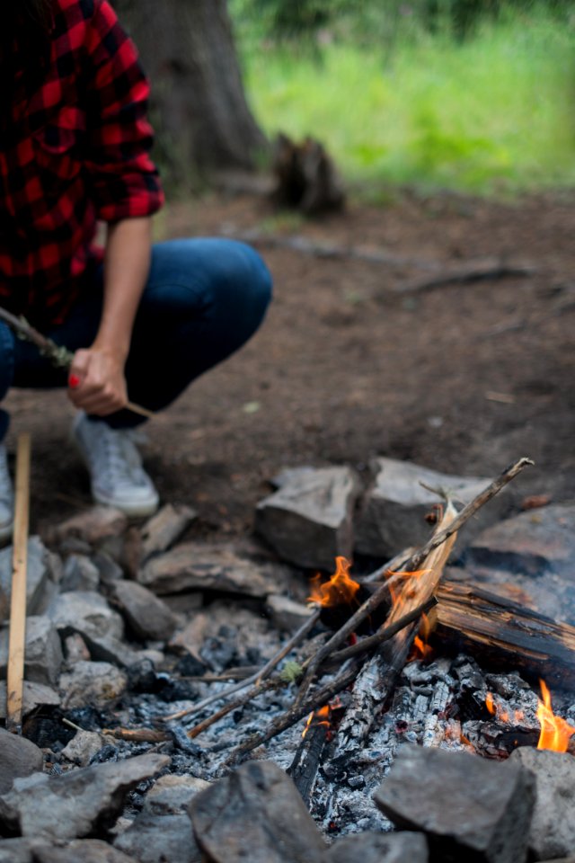 depth photography of bonfire