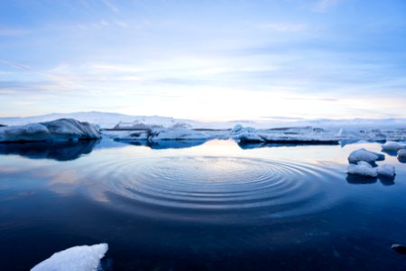 body of water between icebergs photo