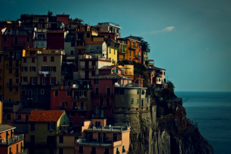 landscape photography of houses on mountain photo