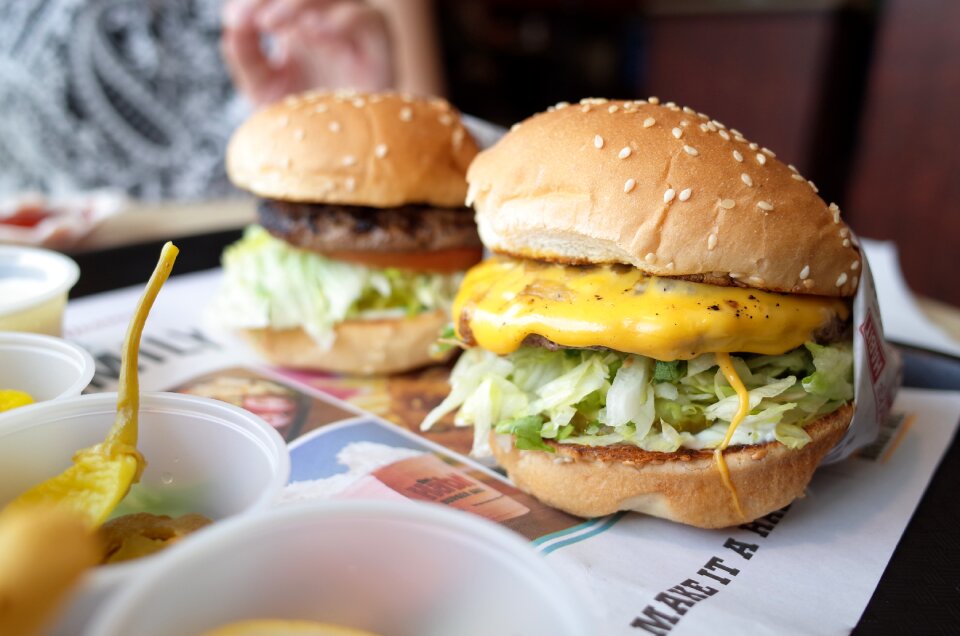 Obesity lunch cheeseburger