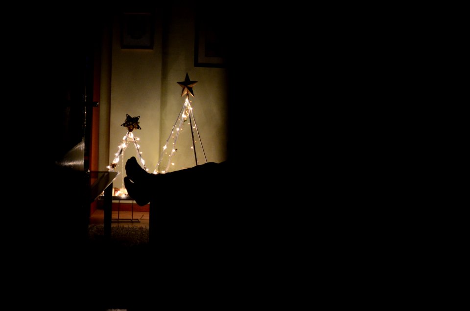 two gold star decors inside room