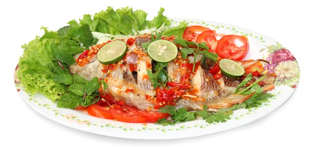 Thaifood steamed fish with lemon lemon
