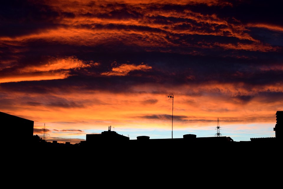 silhouette of buildings under golden hour
