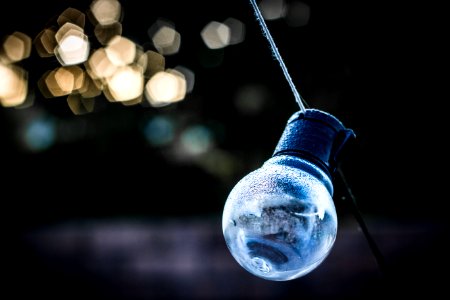 filament bulb with bokeh background photography photo