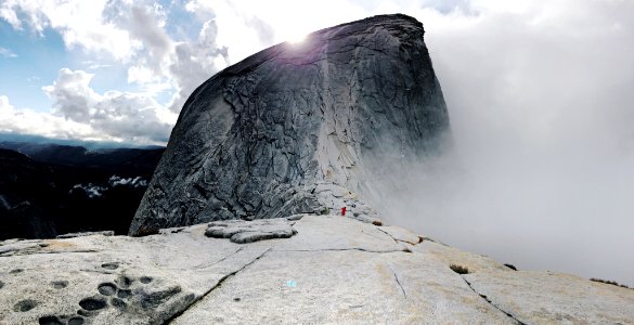 timelpase photography of hill covered by fog
