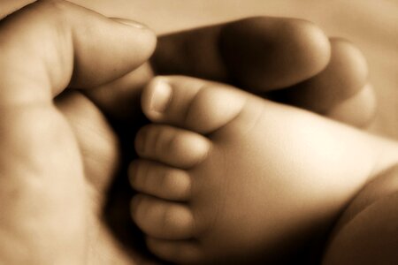 Newborn child feet