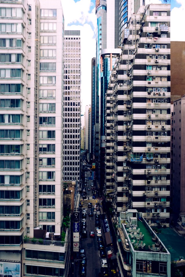 top view of city buildings