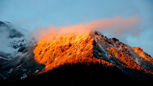 landscape view of mountain under the ray of sun
